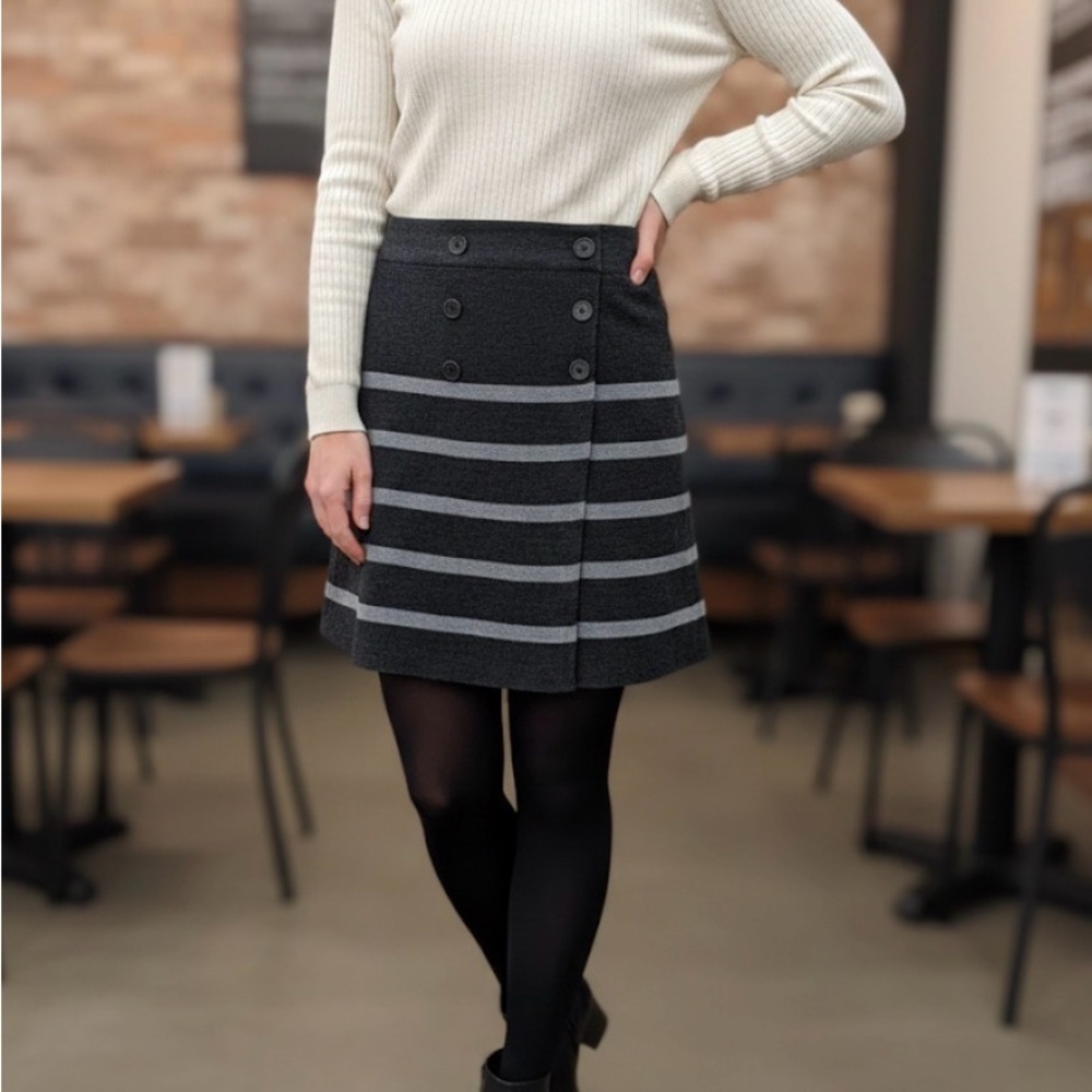 Loft, Wool Blend, Striped, Button Front, Size Small.